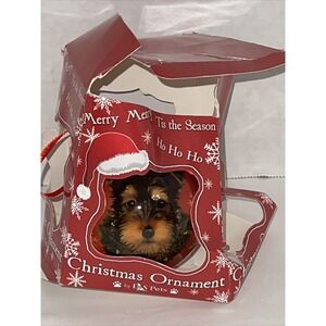 E & S PETS CHRISTMAS XMAS Ball Ornament YORKIE Dog Shatter Proof Damage Box A48